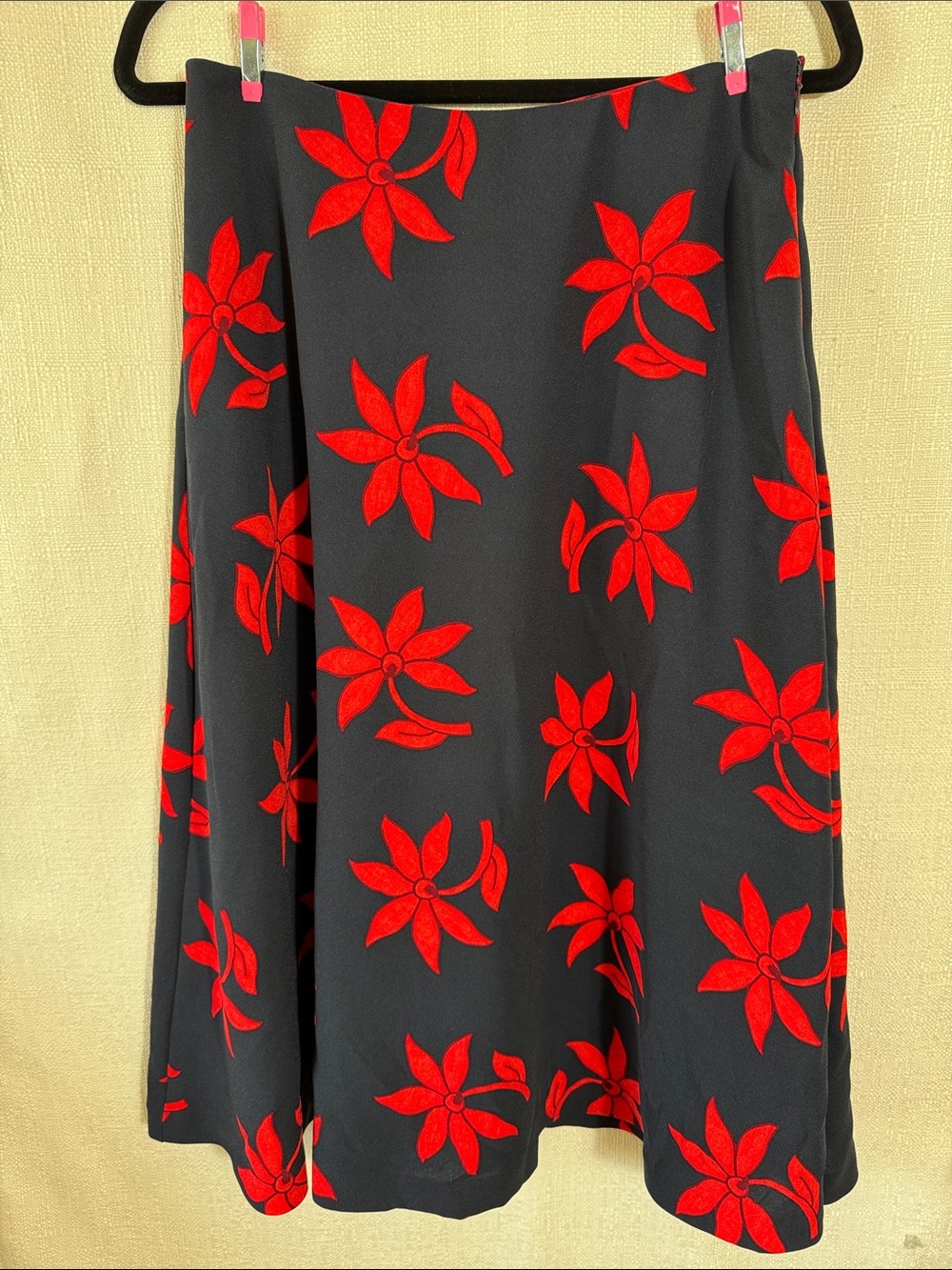 Banana‎ Republic  Floral A-Line Midi Skirt Pockets Size 4 Polyester